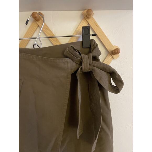 Anthropologie Skirt Women's Small Ro & De Olive Green Asymmetrical Wrap Pencil - Picture 5 of 8